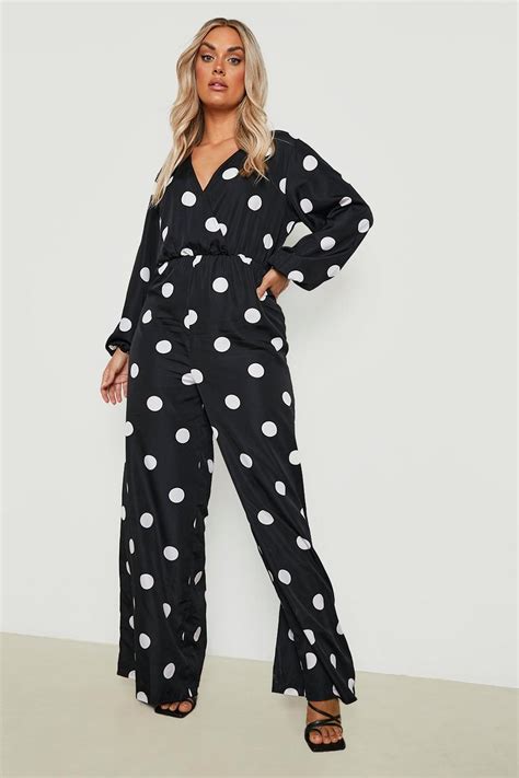 Plus Polka Dot Wide Leg Jumpsuit Boohoo Uk