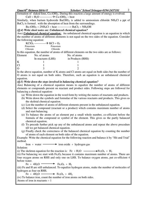 Solution Class 10th Chemistry Chapter 1 Chemical Equations Pdfdrive