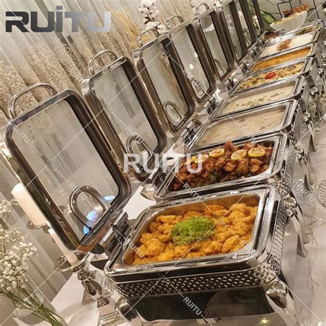 Catering Decorations Wedding Buffet Catering Hammered Stainless Steel