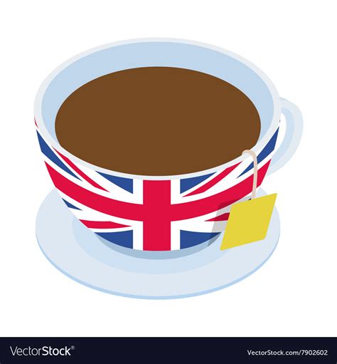 British Tea Cup Icon Isometric 3d Style Royalty Free Vector