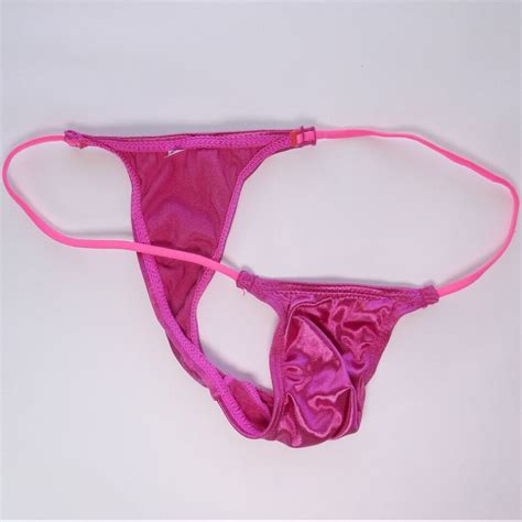 G205Y K205 Mens Micro Bikini String Waist Shiny Satin Knit Nylon
