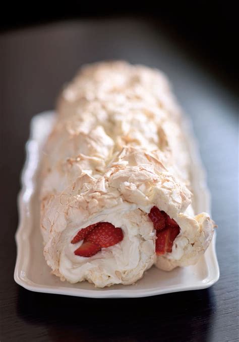 Strawberry Meringue Roulade Meringue Roulade Dessert Recipes Roulade Recipe