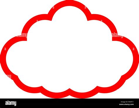 Cloud Symbol Icon Red Simple Outline Isolated Vector Illustration