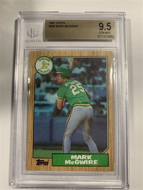 1987 Topps 366 Mark Mcgwire Rc Rookie Card Bgs 9 5 Gem Mint Ebay