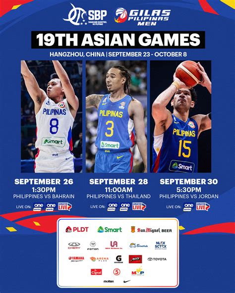 Gilas Pilipinas Schedule For 2023 Asian Games Gilas Pilipinas Basketball