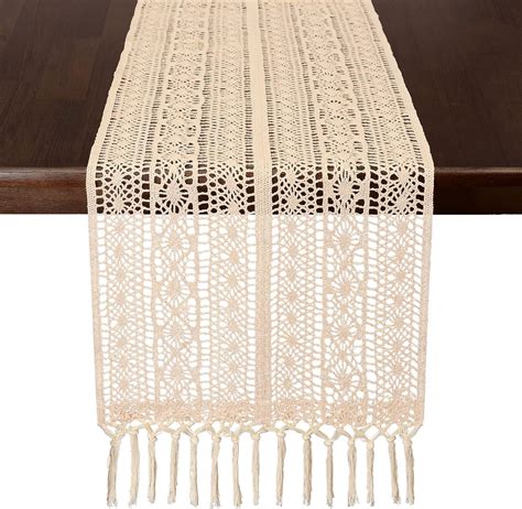 Amazon Grelucgo Machine Crochet Farmhouse Rustic Beige Table