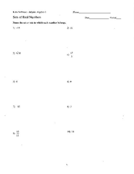 Sets Of Real Numbers Worksheet For 7th 9th Grade Lesson Planet