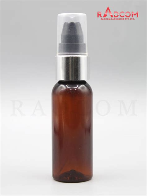 30ML Boston Amber Pet Bottle With Black Nozzle Pump With Golden