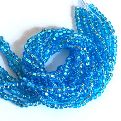 Silver Lined Aqua 60 Czech Glass Seed Beads Preciosa 4mm Foil Lined
