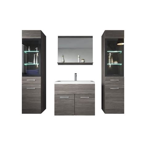 Meuble De Salle De Bain Rio XL LED 60 Cm Lavabo Bodega Gris Armoire