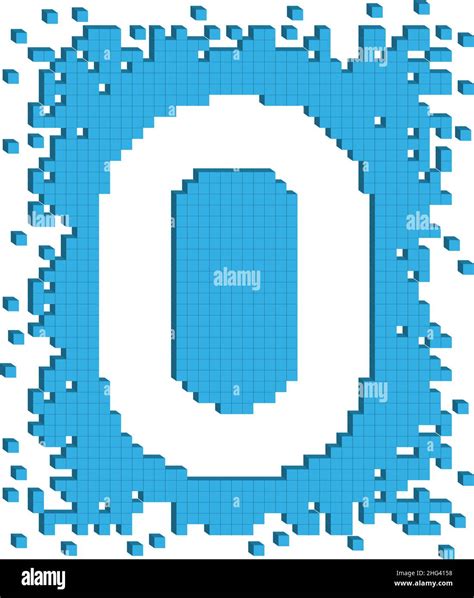 Vector Drawn Letter O Surrounded By Numerous Small Blue Color Cubes