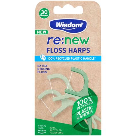 Wisdom Renew Recycled Floss Harps 30 Pack | Wilko