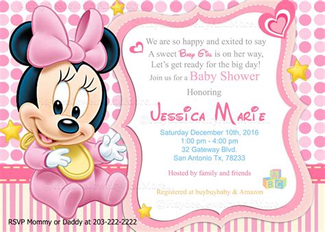 Disney Baby Minnie Baby Shower Invitations Baby Sower