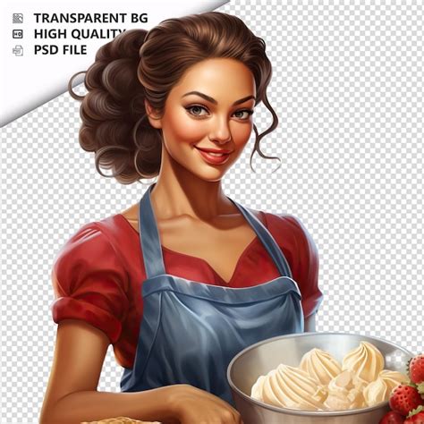 Mulher Latina Assando Estilo Ultra Realista Fundo Branco PSD Premium