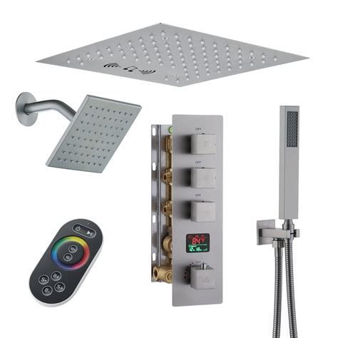 CASAINC Système de douche thermostatique à pluie encastrée 12 po avec