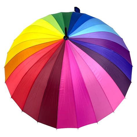 OVIDA J Shape Wooden Handle Auto Umbrella Luxury 24 Ribs Rainbow Umbrella
