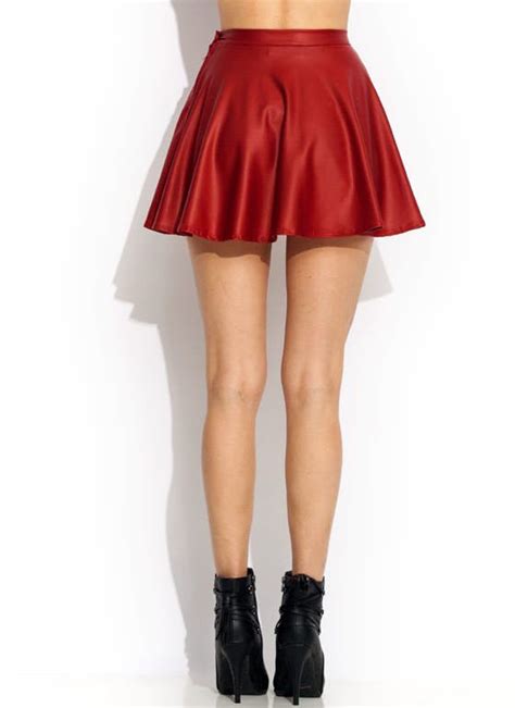 Red Leather Skater Skirt Skirts Neon Outfits Pretty Outfits