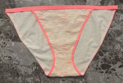 NWT VICTORIA S SECRET XL PEACH CORAL MARLED LOGO BAND RARE STRING BIKINI PANTIES EBay