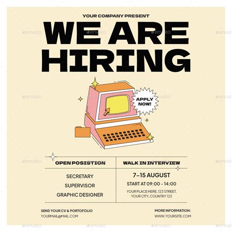 Retro Hiring Flyer Print Templates Graphicriver