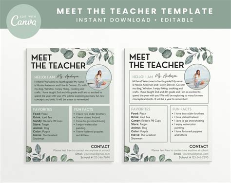 Colorful Meet The Teacher Editable Template Letter Flyer Set Etsy Canada