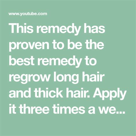 This Remedy Has Proven To Be The Best Remedy To Regrow Long Hair And Thick Hair Apply It Three