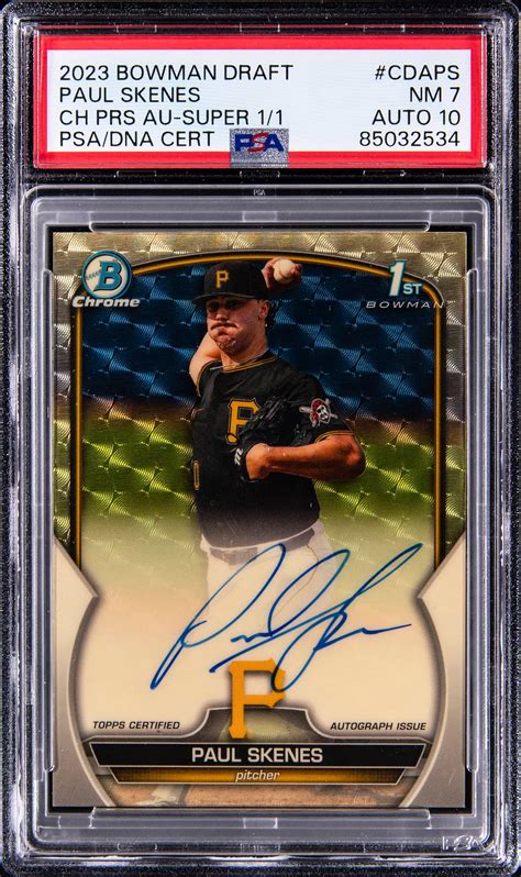 Paul Skenes 2023 Bowman Chrome Draft Superfractor Auto Sells For Jaw