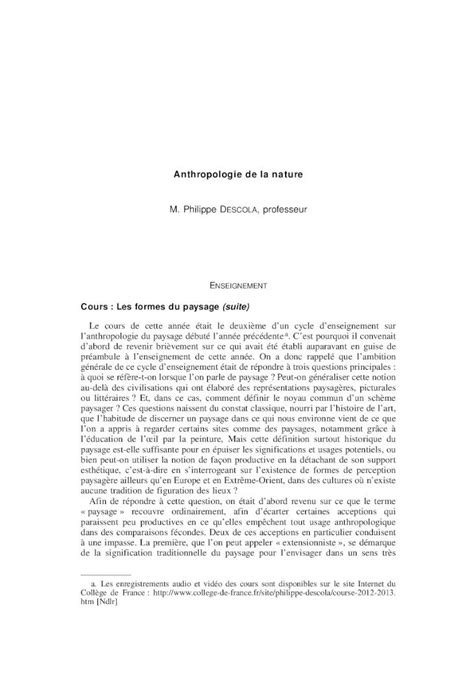 PDF Anthropologie De La Nature M Philippe DescoLa Professeur Le