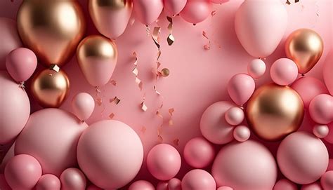 Premium Photo Pink And Gold Balloons On A Pink Background