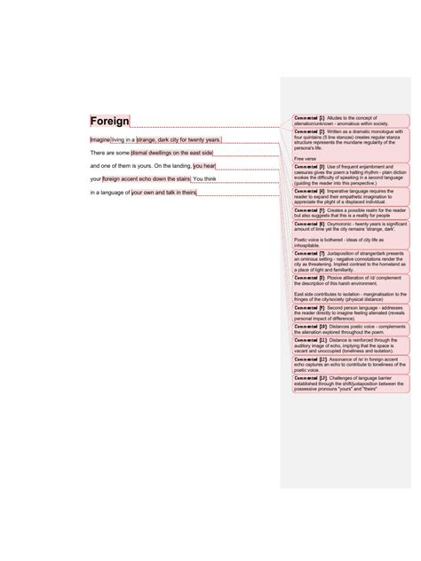 Foreign Annotations - Carol Ann Duffy PDF | PDF | Poetry | Human Communication