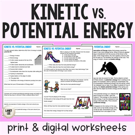 Potential Energy Vs Kinetic Energy Labeling Activity Worksheets Library