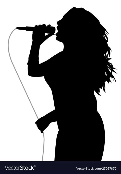 Woman Singer Holding A Microphone With Gray Cable Vector Image