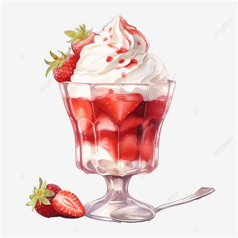 Parfait De Fresa Acuarela Clipart Ai Generado PNG Dibujos Fresa Fruta