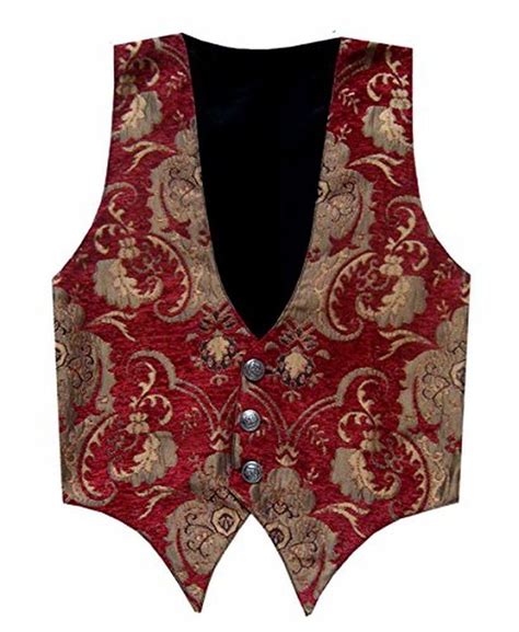 Victorian Vagabond Steampunk Brocade Gothic Men S Vest Burgundy Gold L