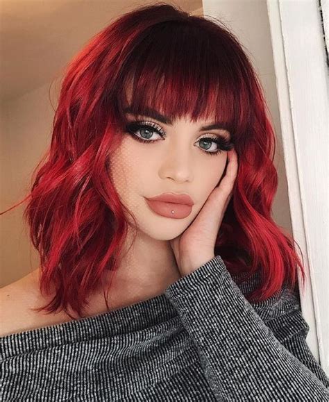 Insert Name Here Red Hair Inspo Vivid Hair Color Burgundy Hair Red Hair With Bangs