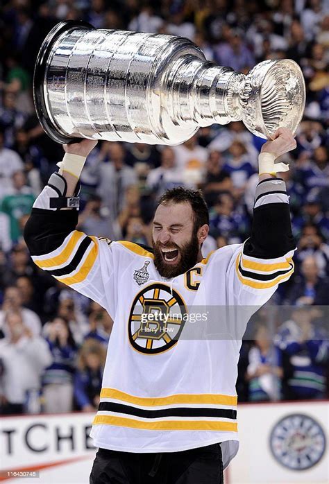 Zdeno Chara of the Boston Bruins celebrates with the Stanley Cup ...