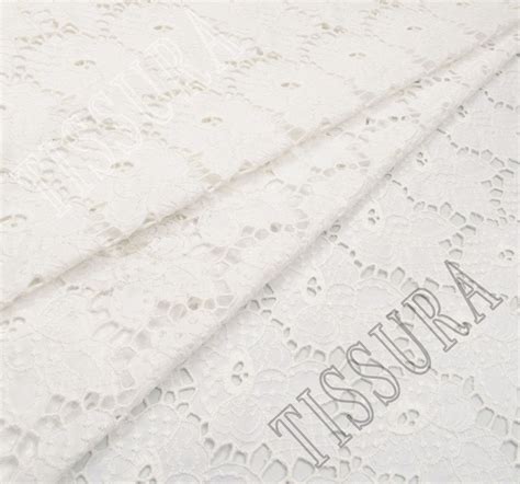 White Embroidered Cotton Fabric: 100% Cotton Fabrics from Italy by ...