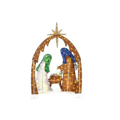 Home Accents Holiday TY731 1614 76 In LED Lighted Burlap Nativity