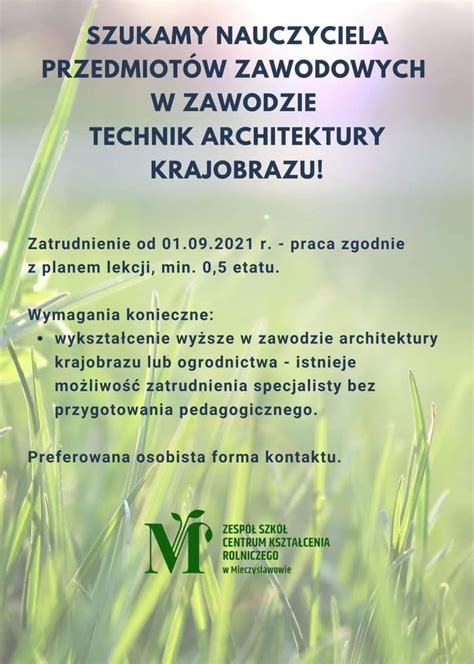 Praca Nauczyciel W Zawodzie Technik Architektury Krajobrazu Wydzia