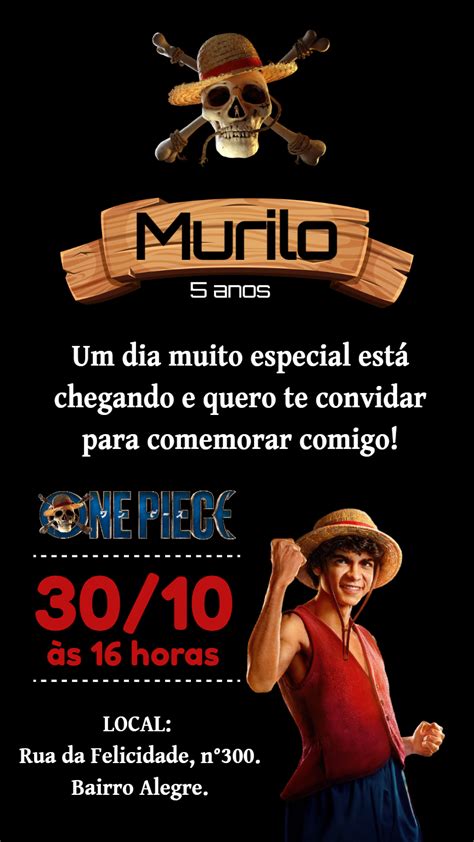 Convite Anivers Rio One Piece Edite Gr Tis Nosso Editor Online