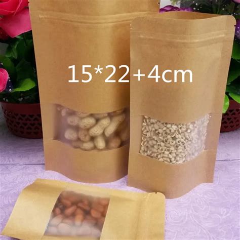 100 Pieces 15224cm Resealable Brown Kraft Paper Bags For Tea T