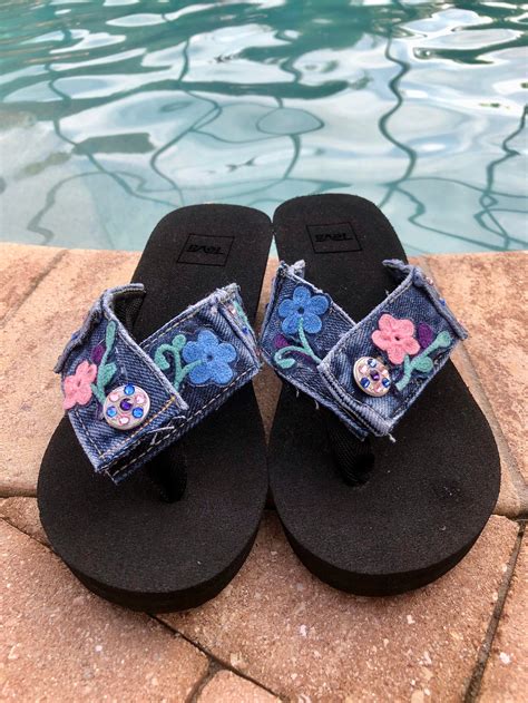 Blue Jean Sandals Sandals Denim Flip Flops Womens Etsy