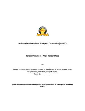 Fillable Online Msrtc Maharashtra Etenders Maharashtra State Road