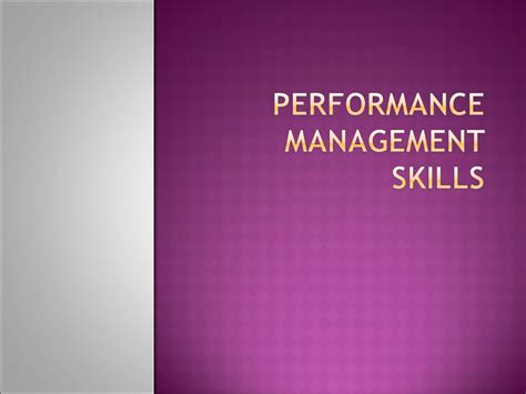 Performance Management Skills Ppt