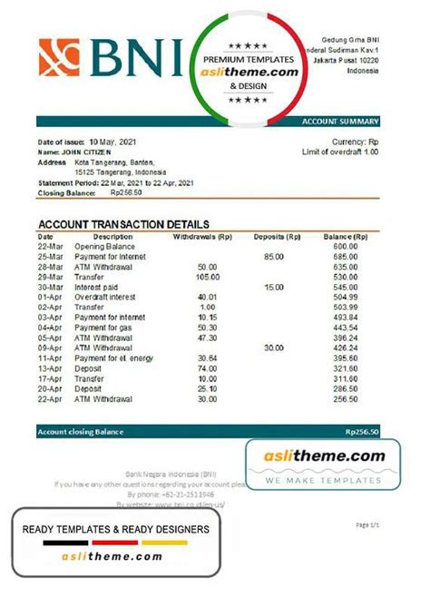 Pin On Bank Statement Psd Template