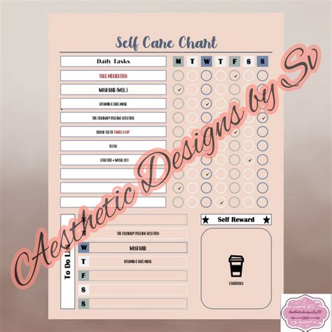 Self Care Chart Editable Digital Print Etsy