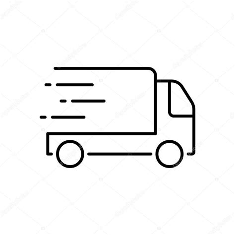 Icono De Línea De Camiones De Servicio Fast Van Shipping Orden