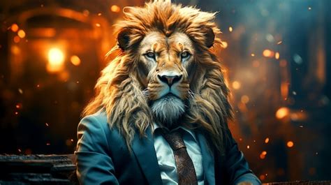 Premium Ai Image The Business Lion Looks On Proudly