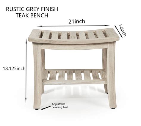 The Lavici Teak Shower Bench Teak Shower Stool 21 Inch Rustic Gray