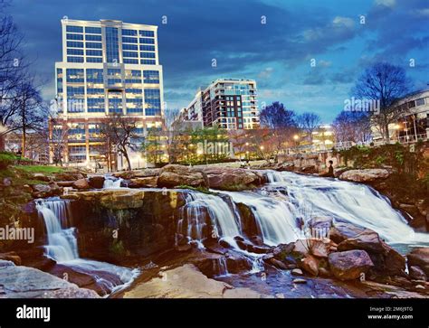 The Reedy River In Falls Park In The Center Of Downtown Greenville