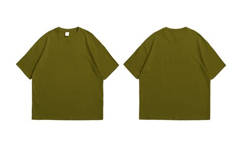 Camiseta Oversize Verde Oliva Fondo Delantero Y Trasero Transparente